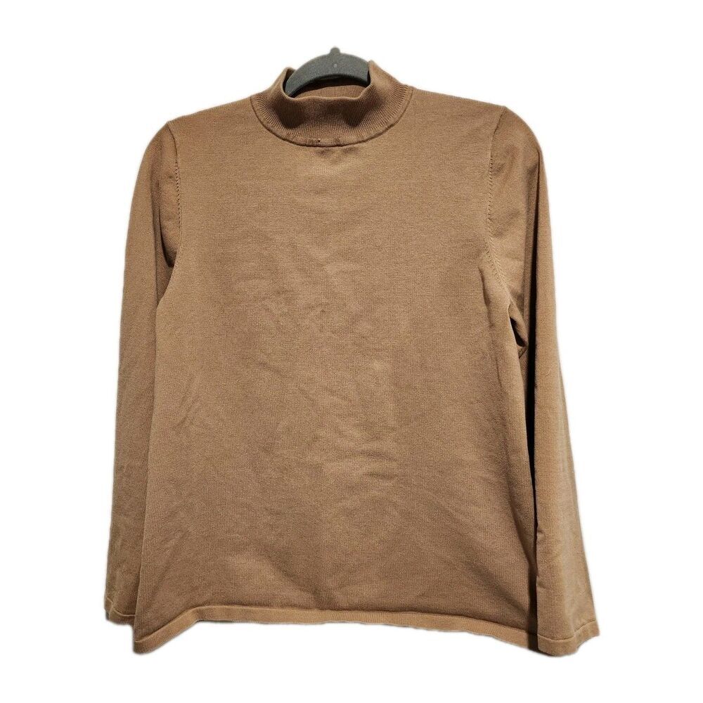 Pendleton Women's Mock-Neck Sweater Silk Blend Tan Size Large